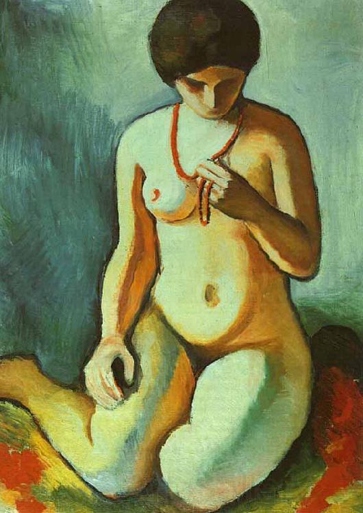 August Macke Nude with Coral Necklace Norge oil painting art